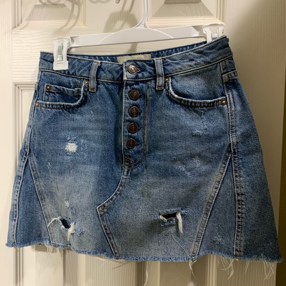 We the free distressed denim skirt